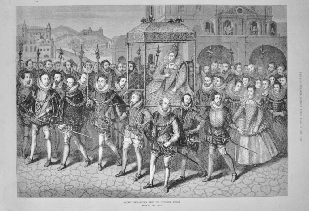 Queen Elizabeth's Visit to Hunsdon House (from an old print)