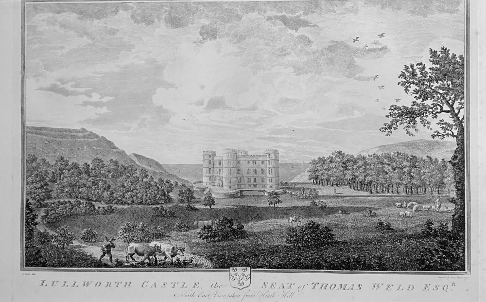 Lullworth Castle, the Seat of Thomas Weld Esq..  North East View taken from Heath Hill.