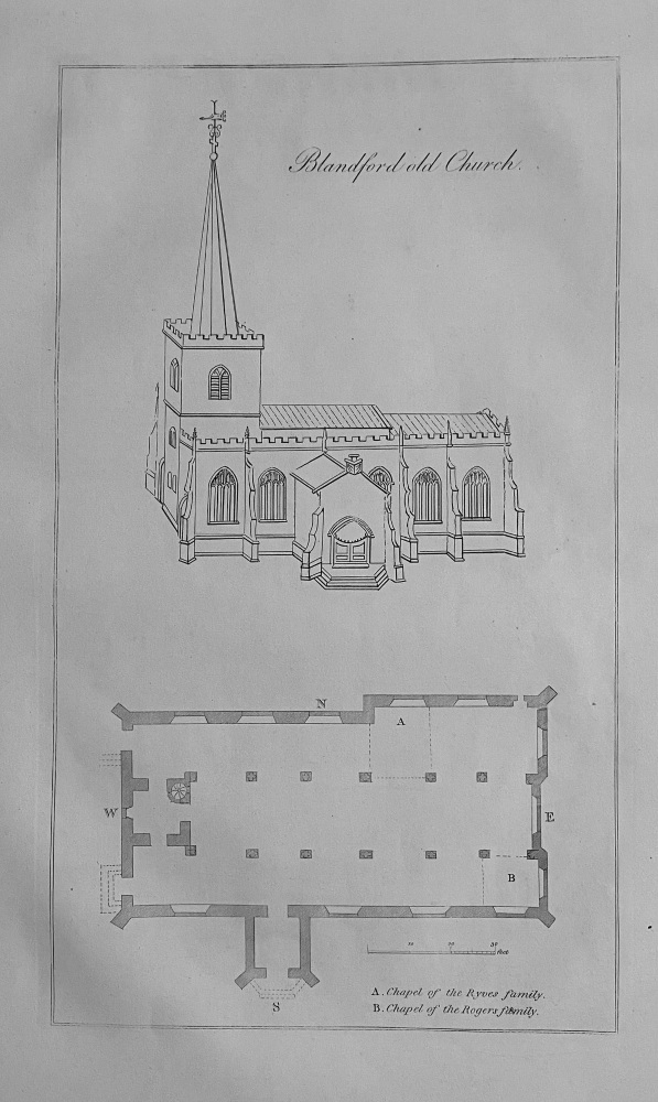 Blandford Old Church.  &  Blandford New Church.   Dorset.
