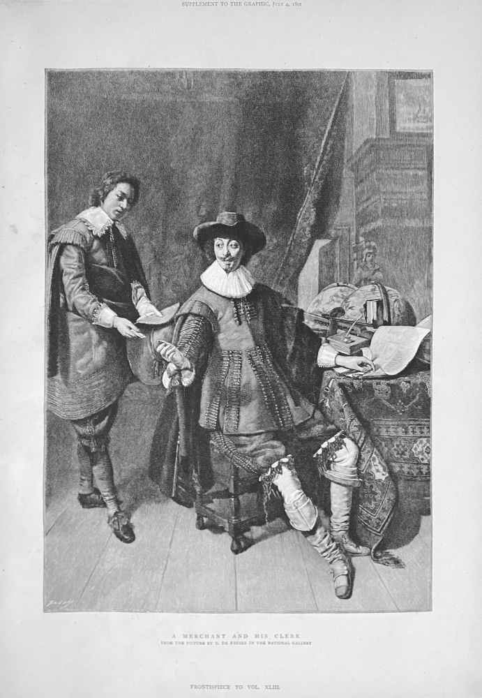 A Merchant and His Clerk. (from the Picture by T. De Keyser in the National Gallery).