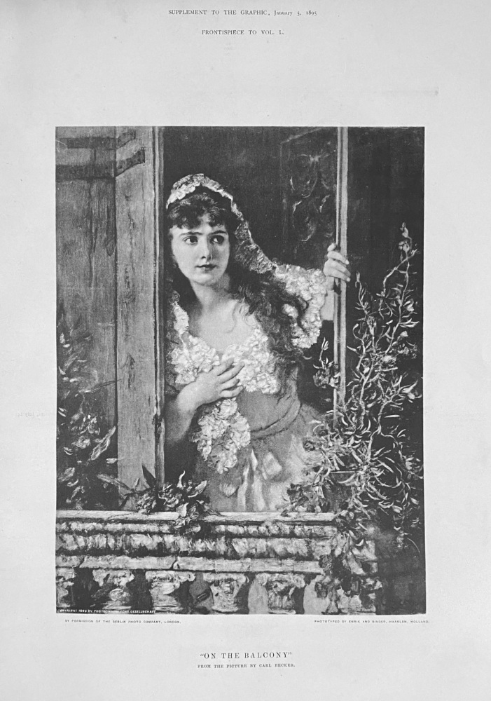 "On the Balcony'" from the Picture by Carl Becker.  January 5th 1895.
