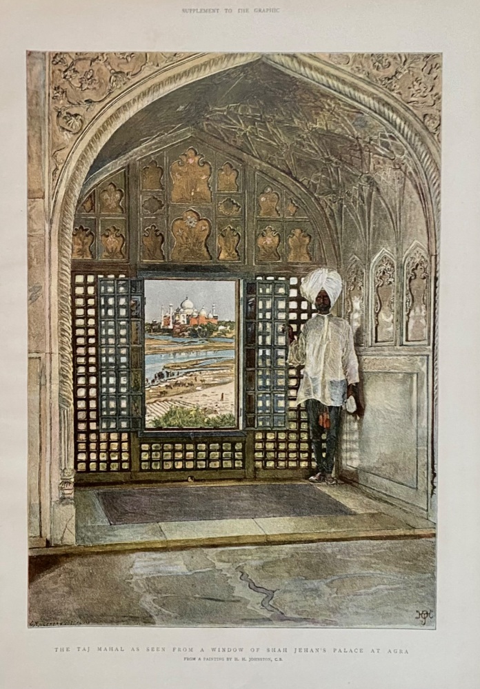 The Taj Mahal as seen from a window of Shah Jehan's Palace at Agra.  1896c.