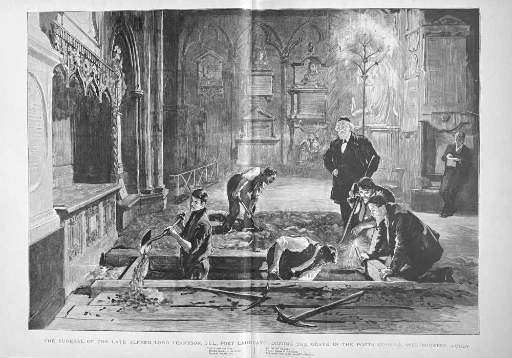 The Funeral of the Late Alfred Tennyson, D.C.L., Poet Laureate :  Digging the Grave in the Poet's Corner,  Westminster Abbey.