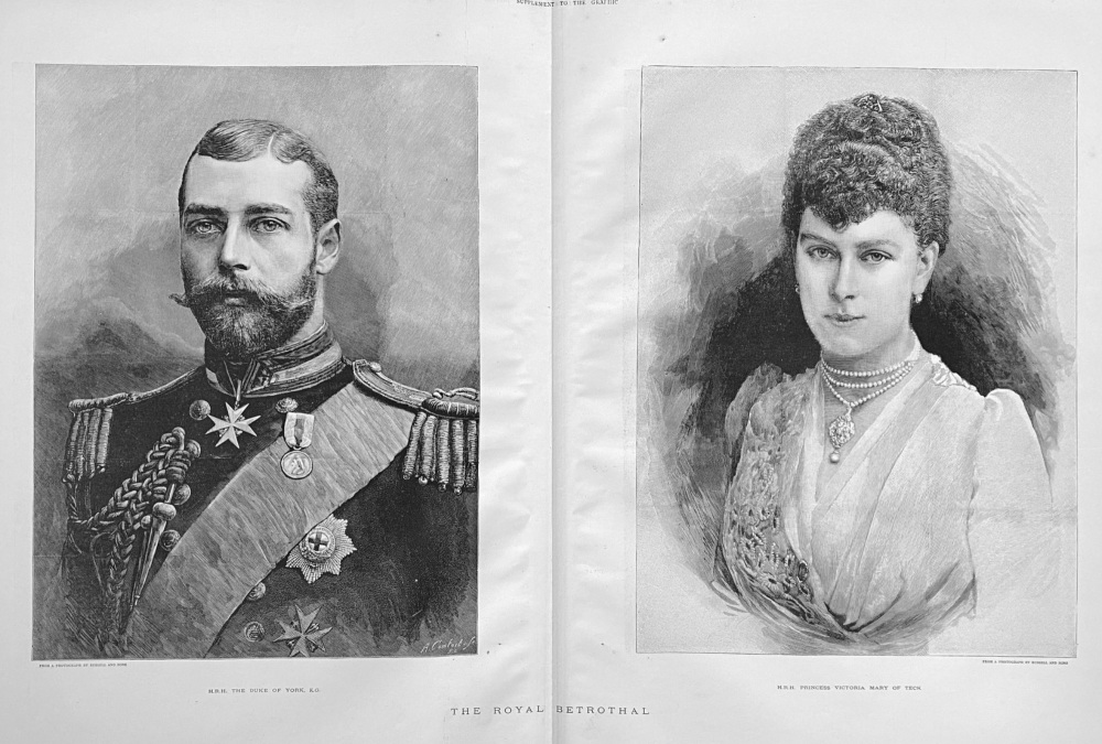 The Royal Betrothal.  H.R.H. The Duke of York, K.G.  &  H.R.H. Princess Victoria Mary of Teck.  1893.