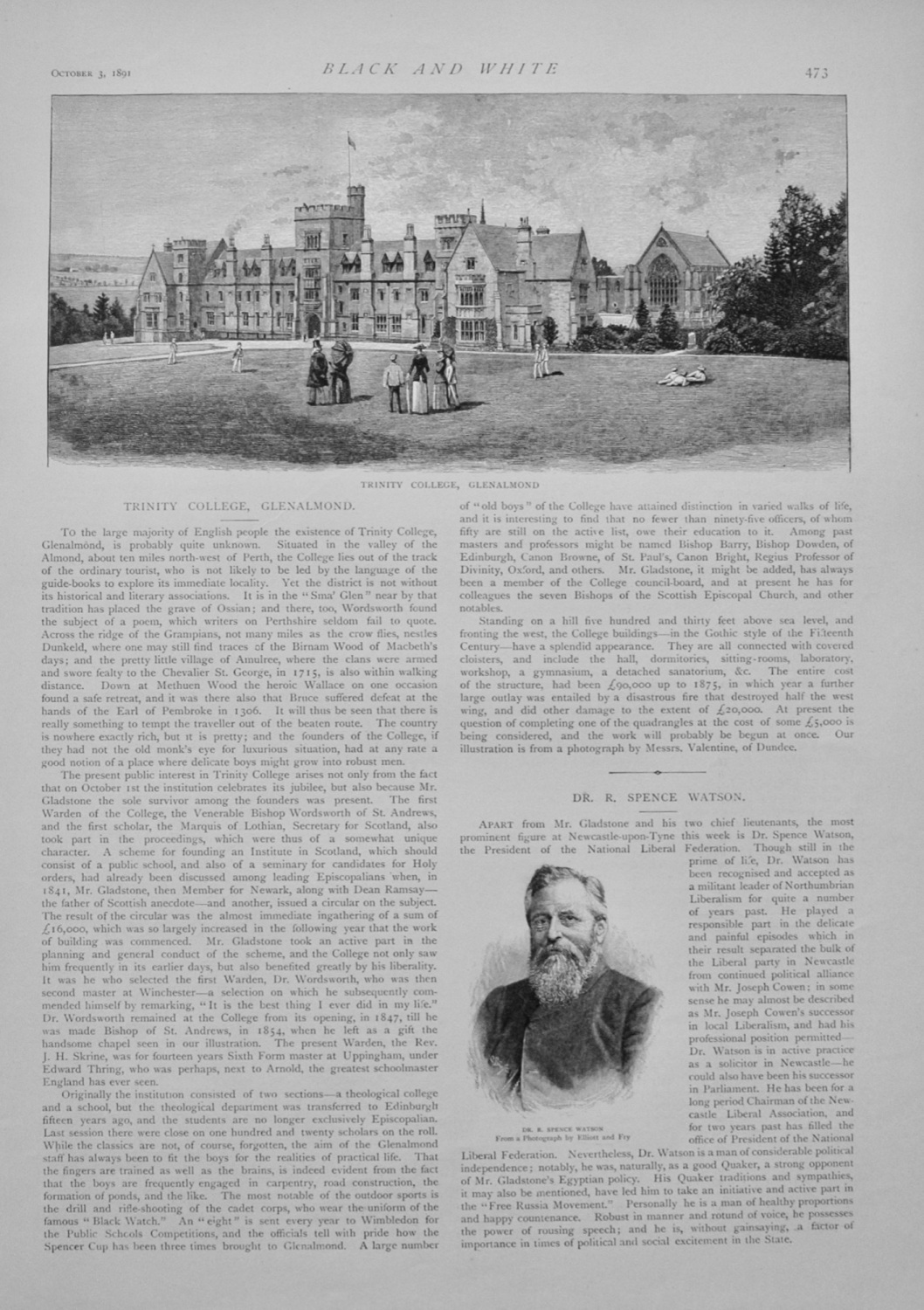 Trinity College, Glenalmond - 1891