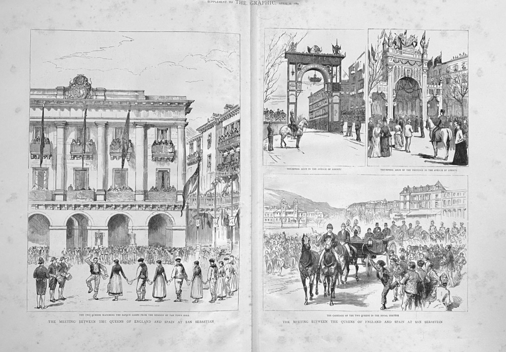 The Meeting between The Queens of England and Spain at the San Sebastian.  1889.