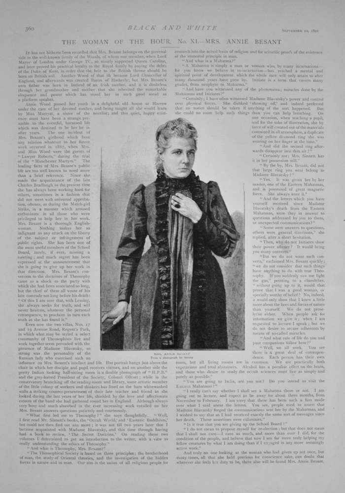 Mrs Annie Beasant - 1891