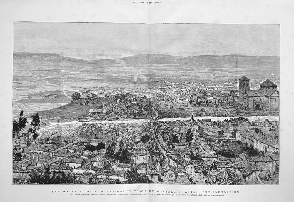 The Great Floods in Spain - The Town of Consuegra after the Inundations.  1891.