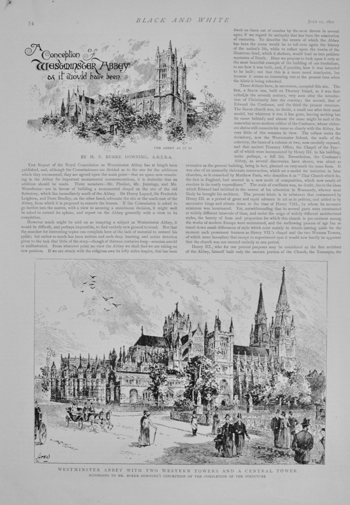 A Conception of Westminster Abbey as it would have been - 1891