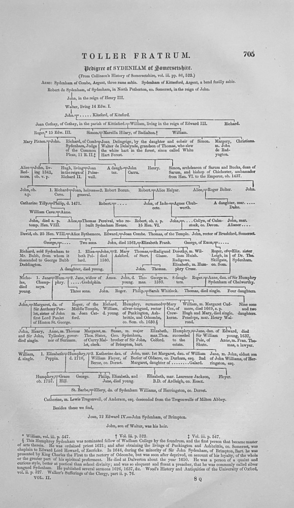 Pedigree of SYDENHAM of Somersetshire.