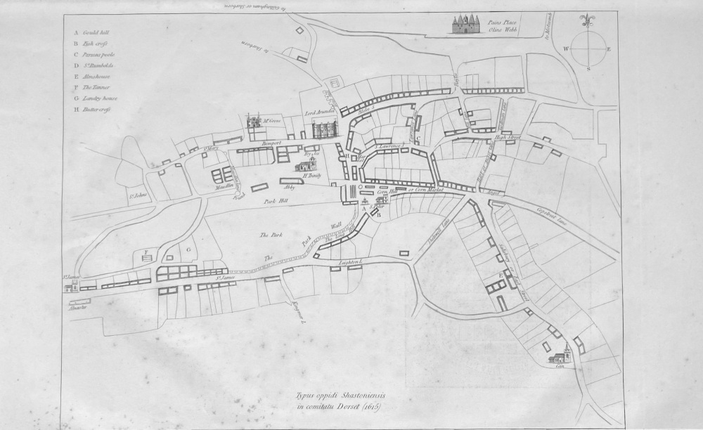 Plan of Shaftesbury in Dorset.  1615.