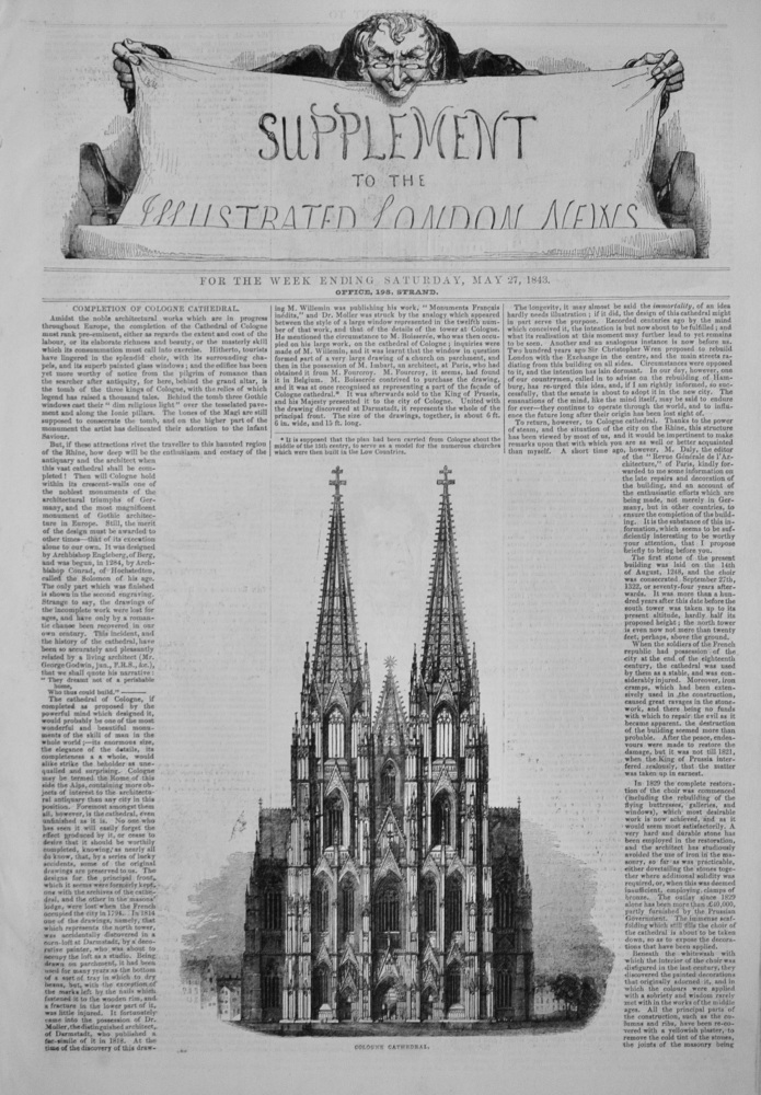 Supplement to The Illustrated London News - May 27, 1843