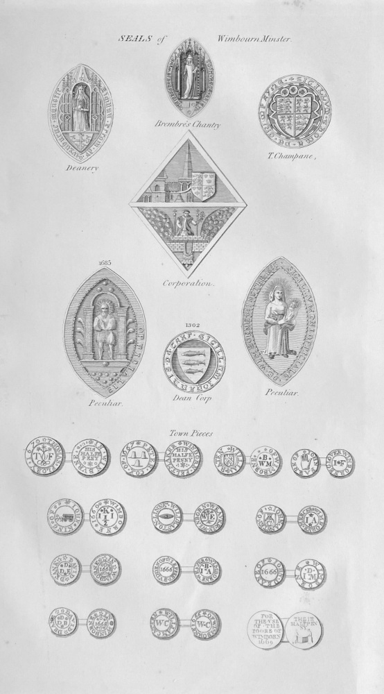 Seals of Wimborne Minster.  Dorset.  1868.