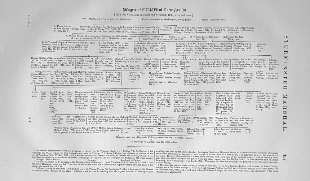 Pedigree of PHELIPS of Corfe Mullen.  1868.