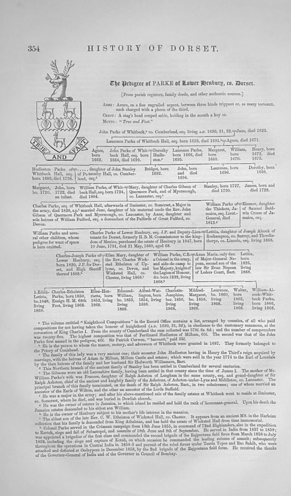 The Pedigree of PARKE of Lower Henbury, co. Dorset.