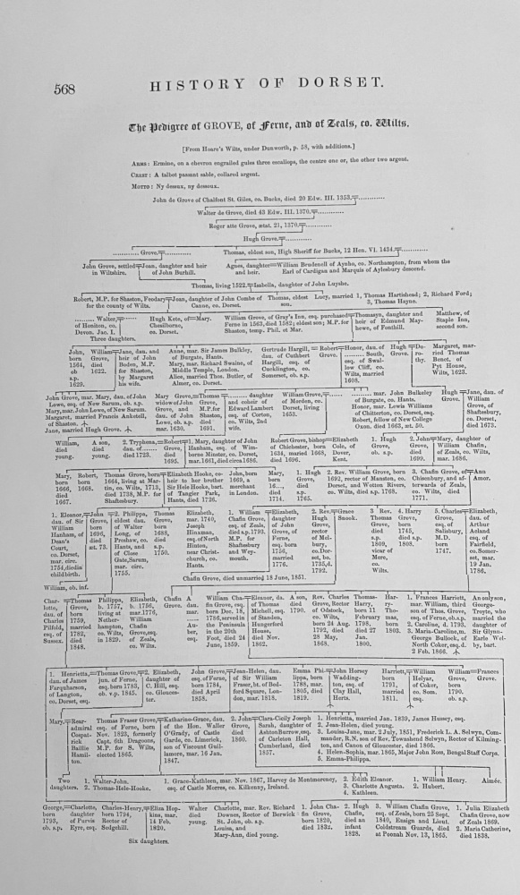 The Pedigree of GROVE of Ferne, and Zeals, co. Wilts. 1868.
