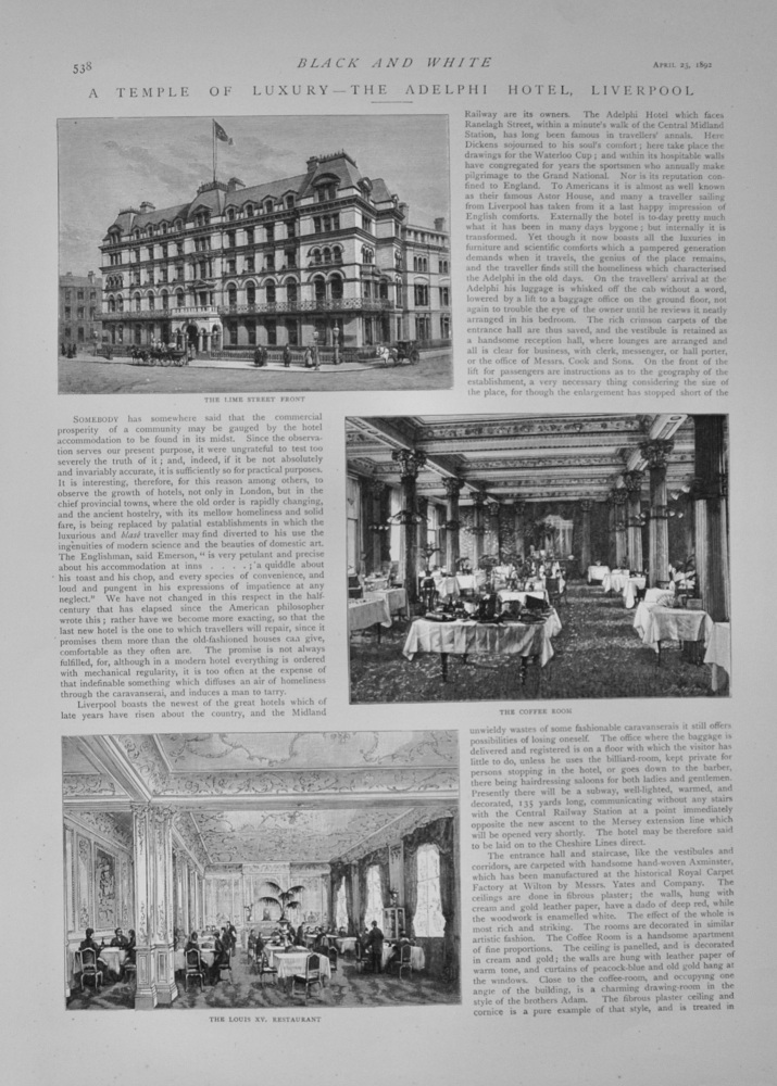 The Adelphi Hotel, Liverpool - 1892