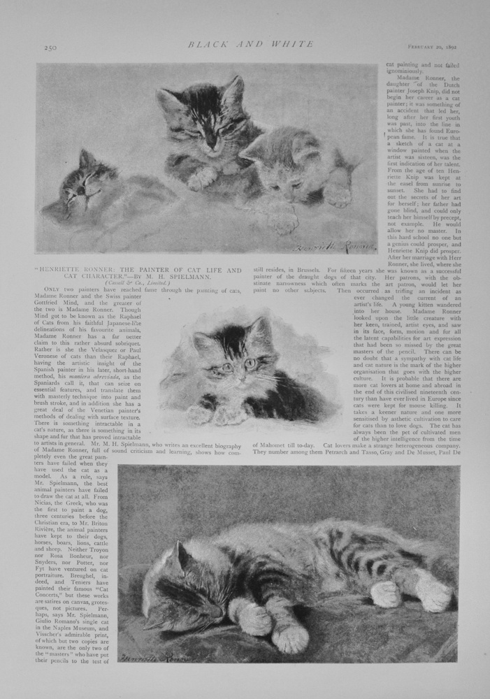 "Henriette Ronner" Review of Book by M H Spielmann - 1892