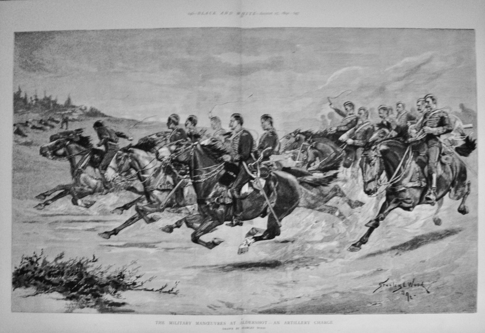 The Military Manoeuvres at Aldershot - An Artillery Charge