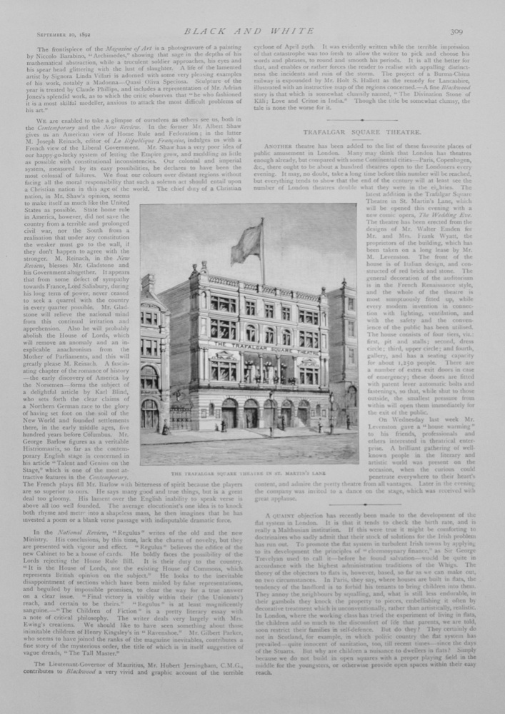 The Trafalgar Square Theatre - 1892