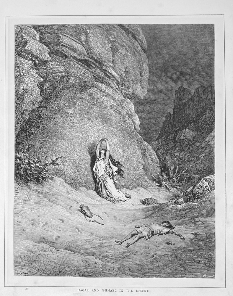 Hagar and Ishmael in the Desert.  1890c.