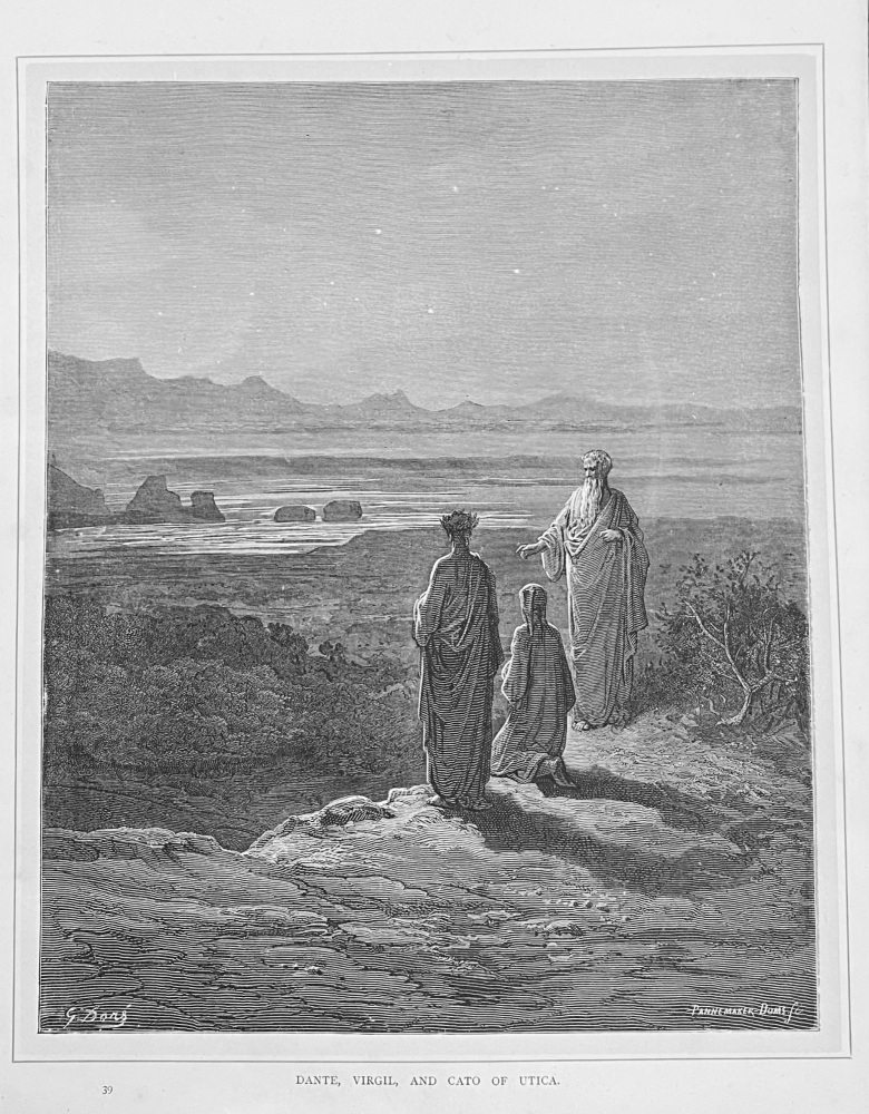 Dante, Virgil, and Cato of Utica.  1890c.