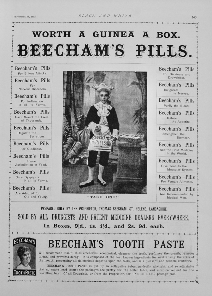 Beecham's Pills Advert - 1892