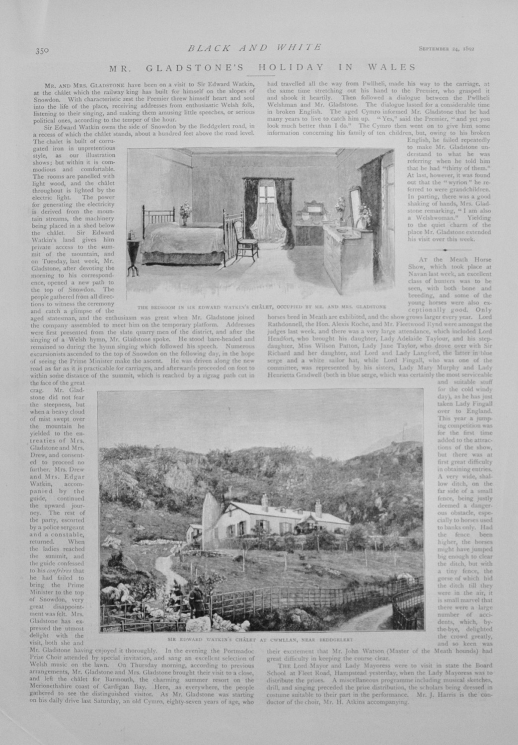 Mr Gladston's Holiday in Beddgelert, Wales - 1892