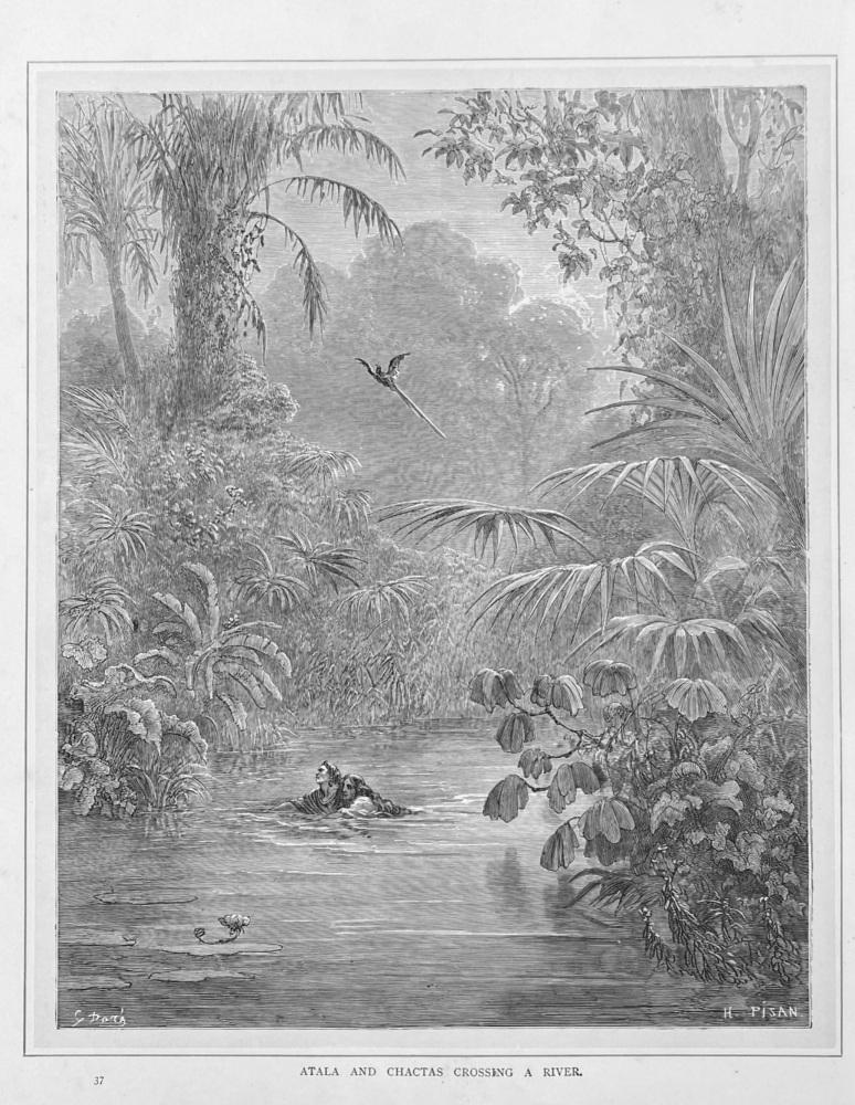 Atala and Chactas Crossing a River.  1890c.