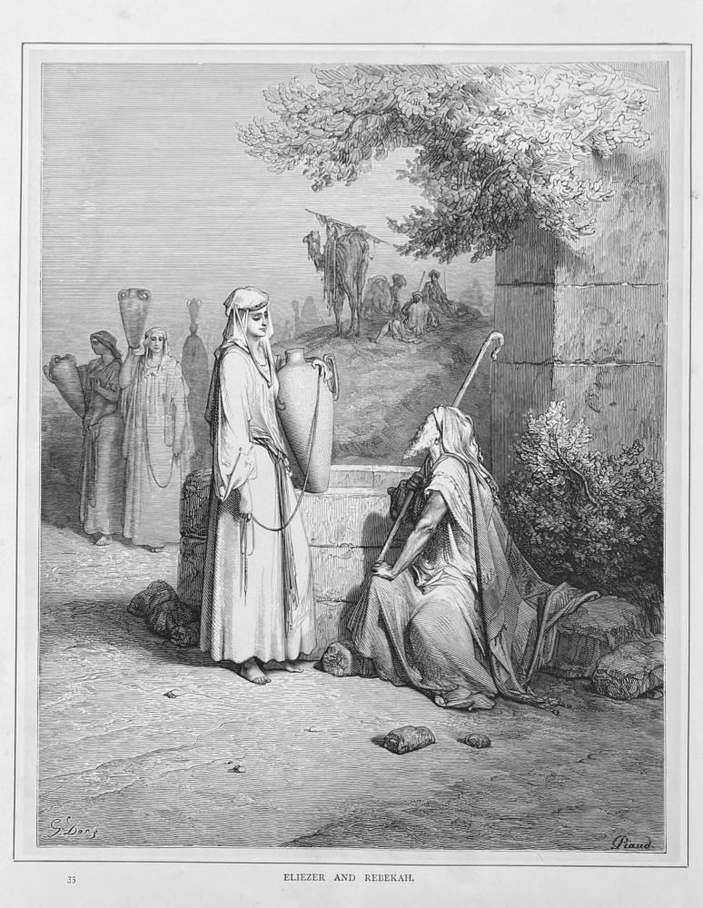 Eliezer and Rebekah.  1890c.