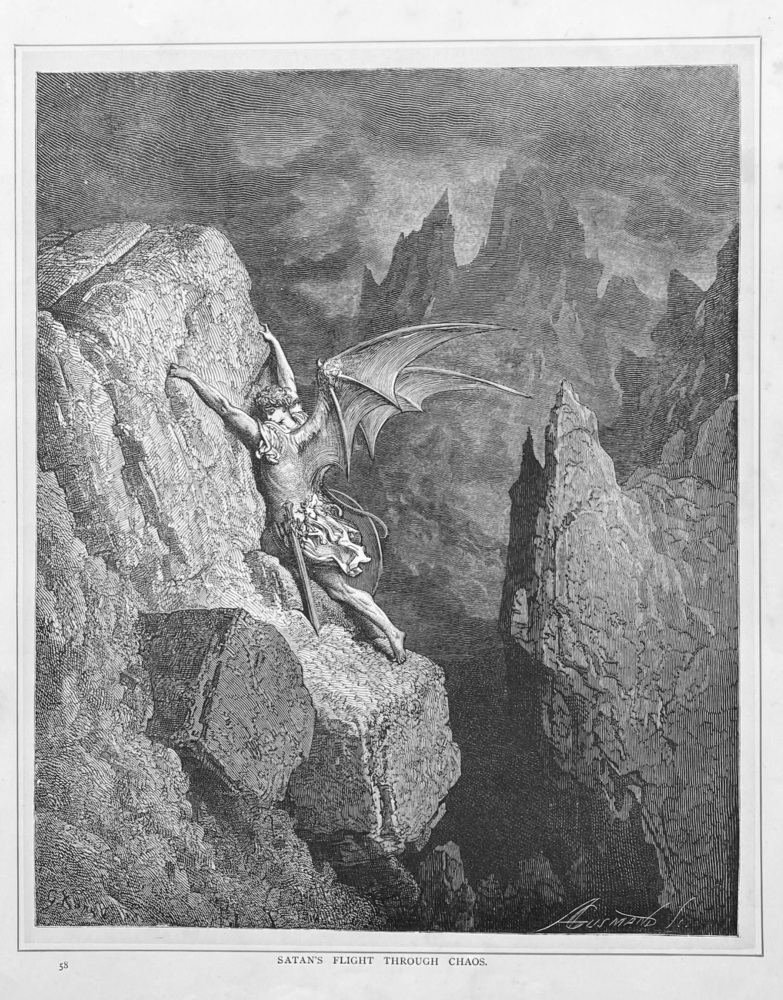 Satan's Flight through Chaos.  1890c.