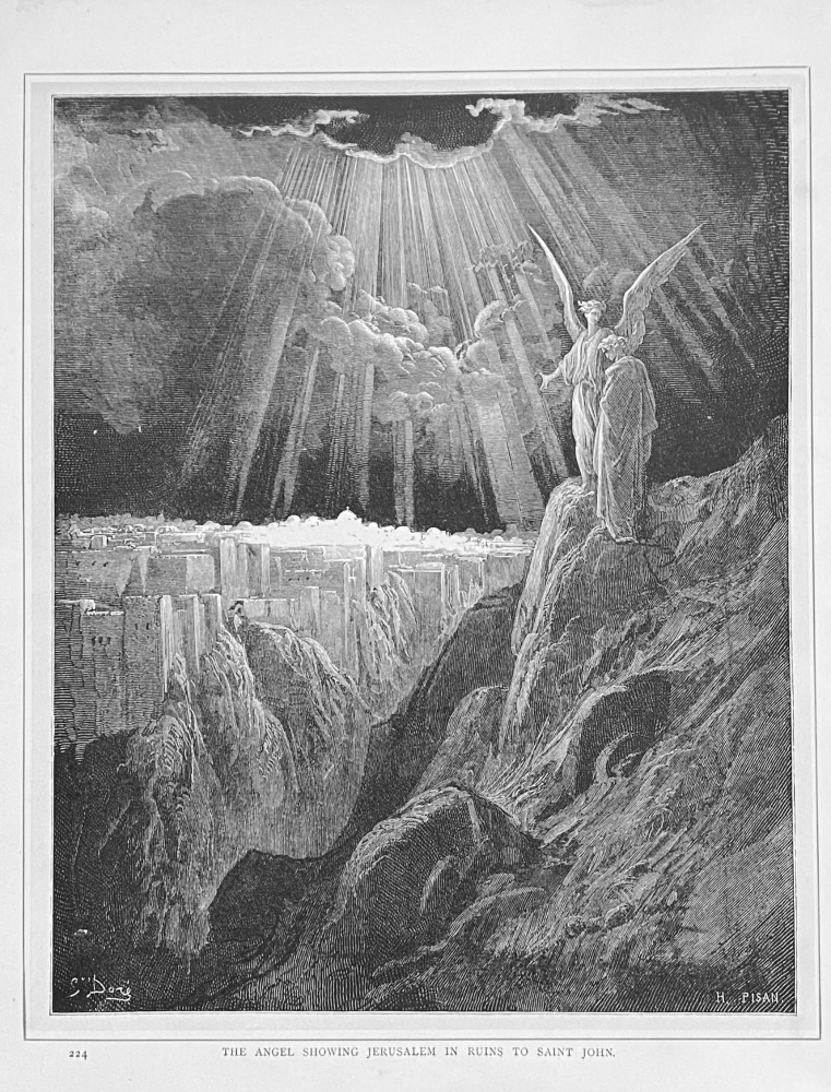 The Angel showing Jerusalem in Ruins to Saint John.  1890c.