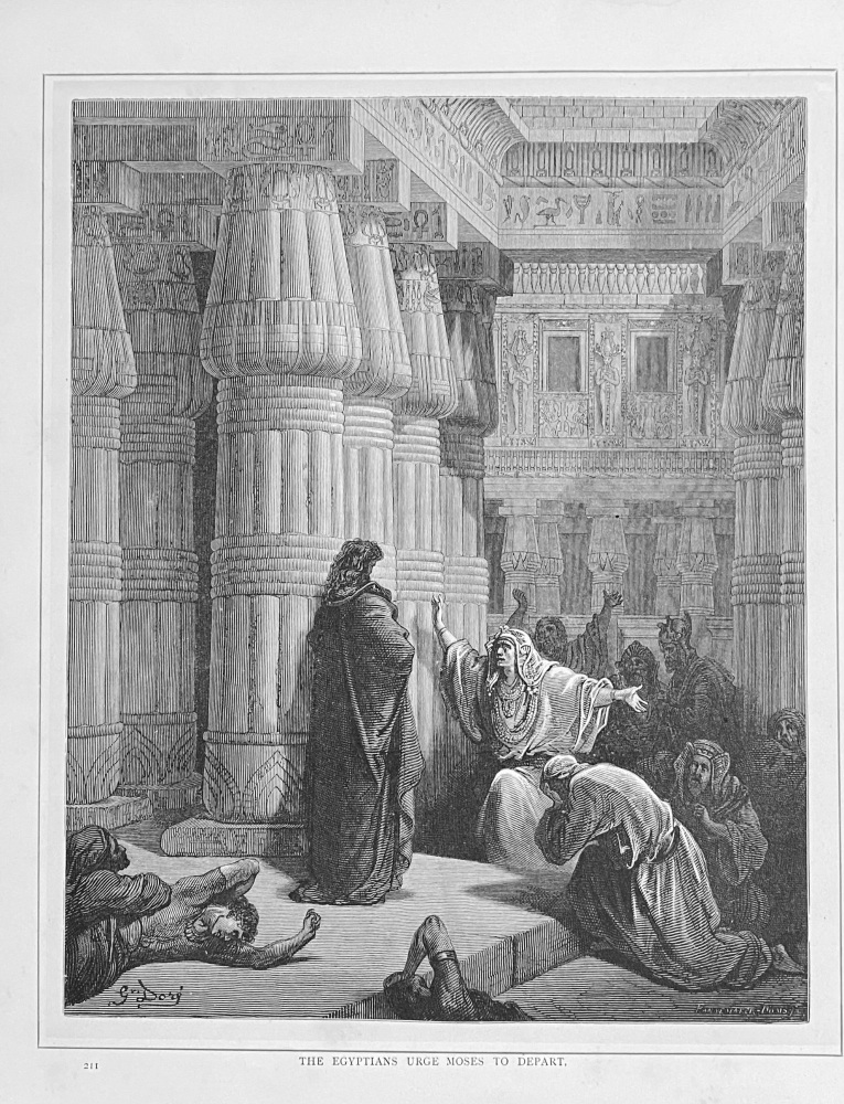 The Egyptians urge Moses to Depart.  1890.