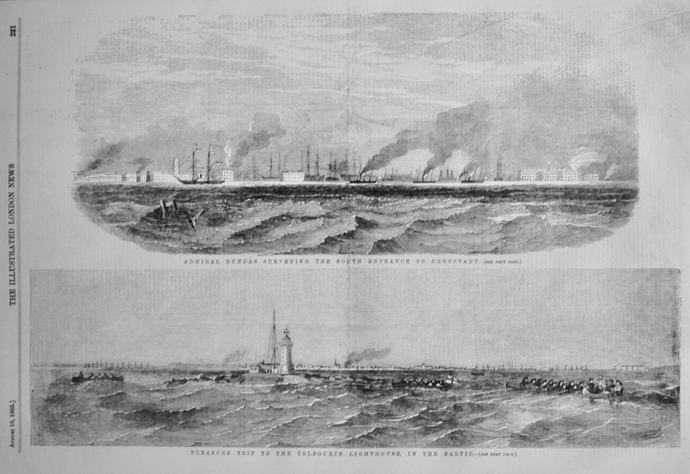 Admiral Dundas surveying the South Entrance to Cronstadt - 1855