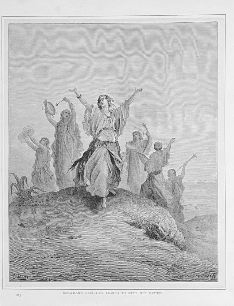 Jephthah's Daughter coming to Meet Her Father.  1890c.