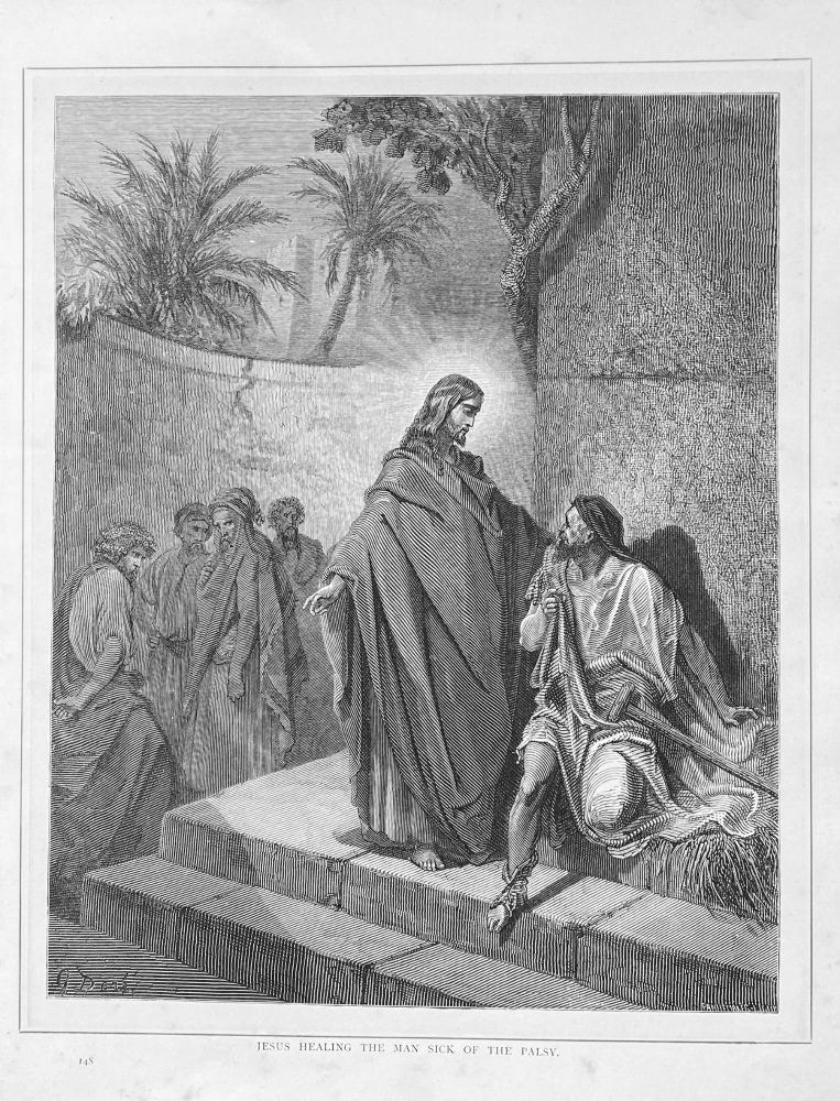 Jesus Healing the Man sick of the Palsy.  1890c.
