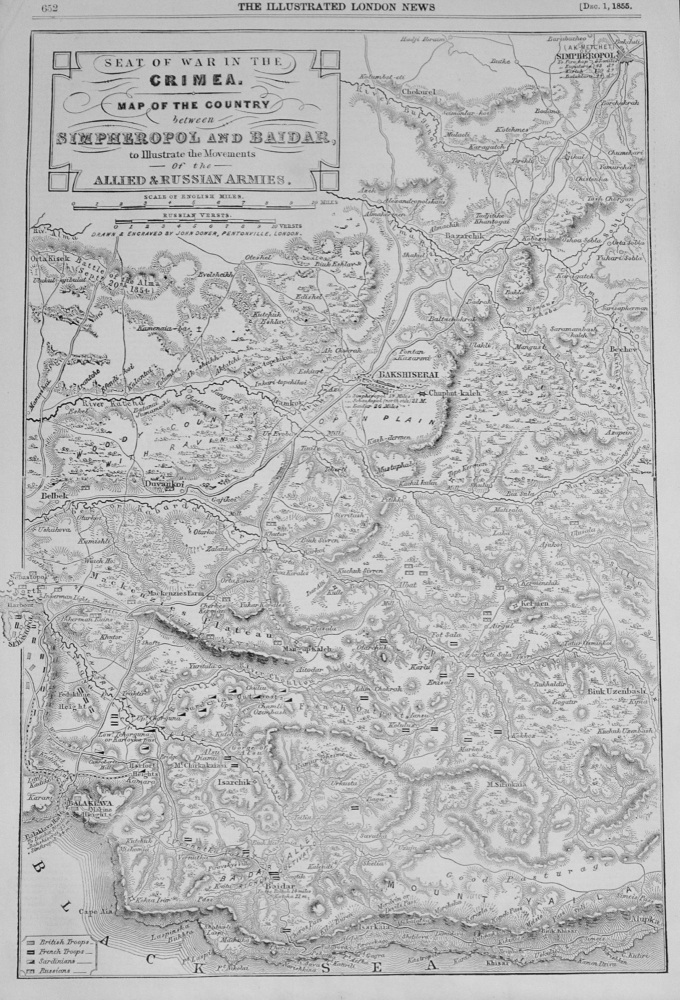 Map of the Seat of War in the Crimea - 1855