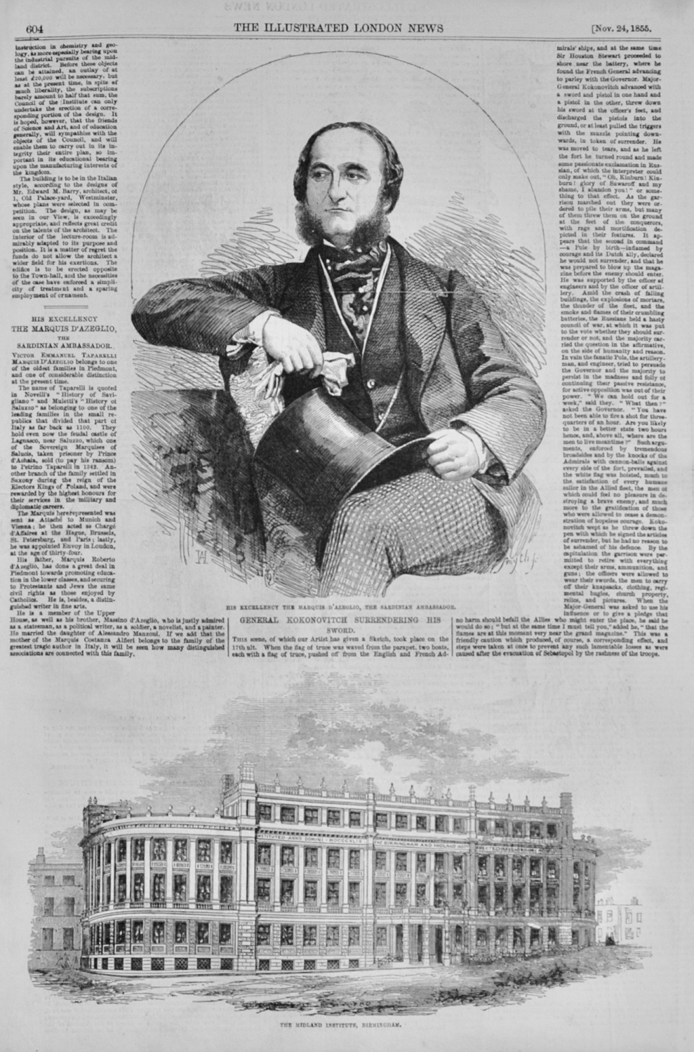 The Marquis D'Azeglio of Sardinia - 1855