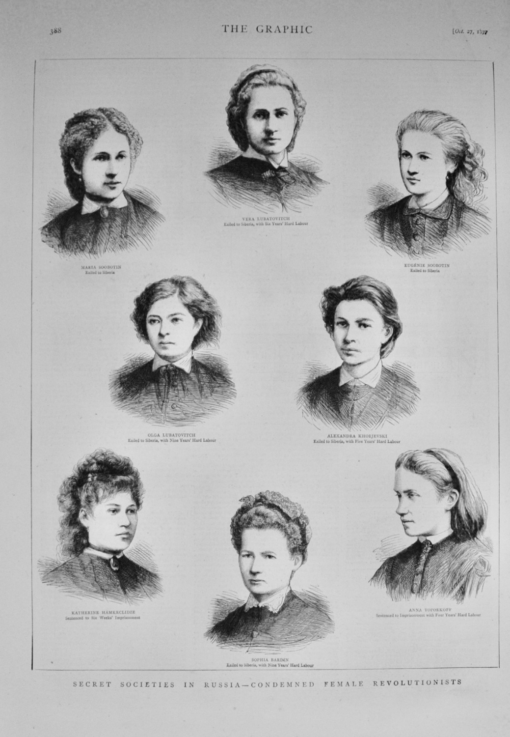 Secret Societies in Russia - Condemned Female Revolutionists - 1877