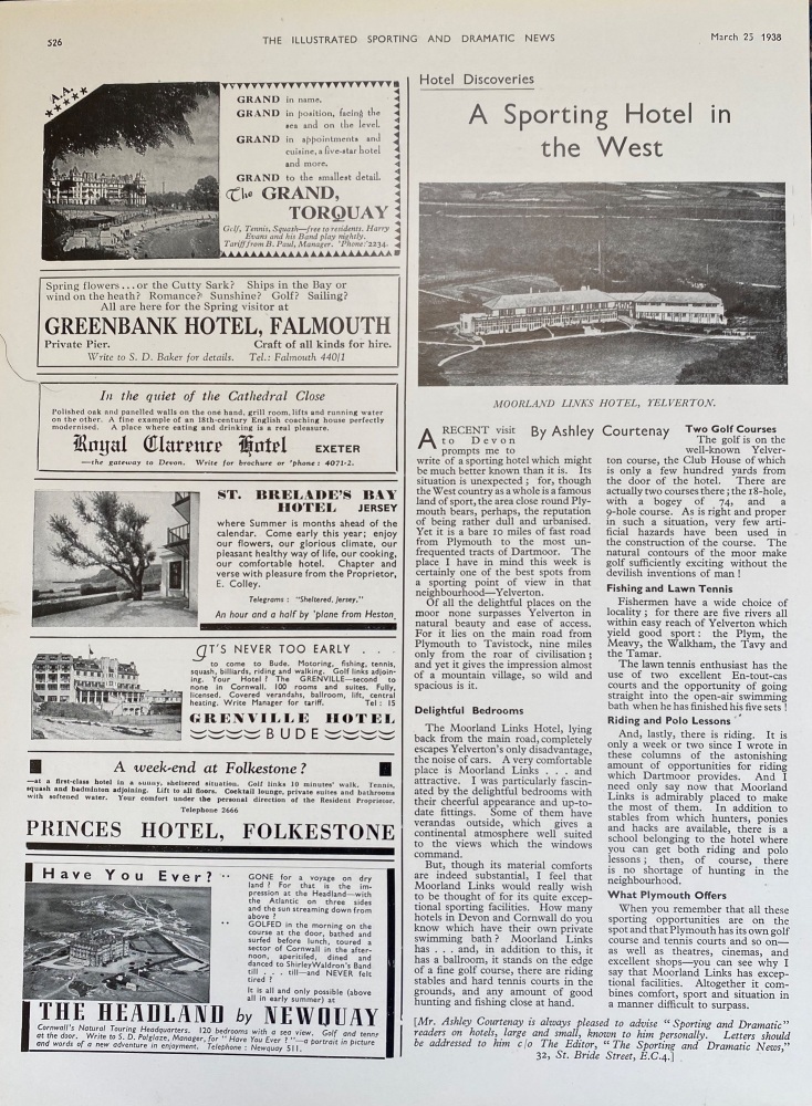 Moorland Links Hotel, Yelverton - 1938