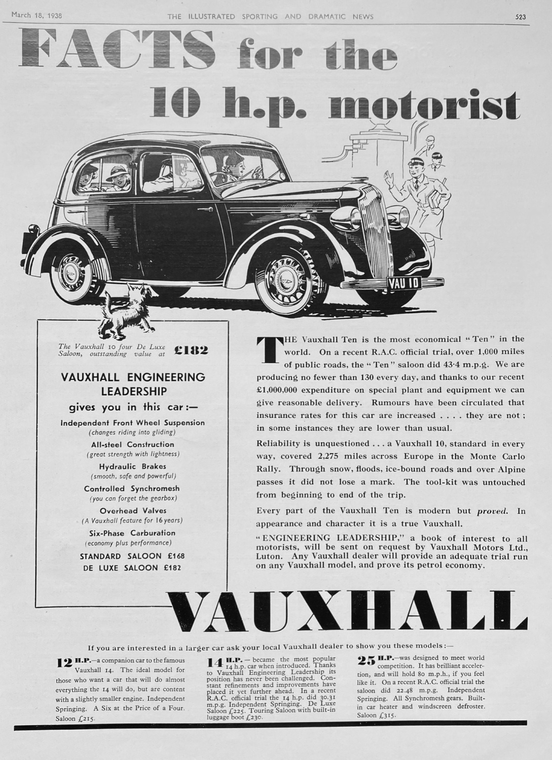 Vauxhall Cars - 1938