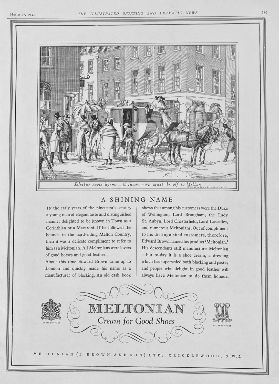 Meltonian.  (Cream for Good Shoes.)  1934.