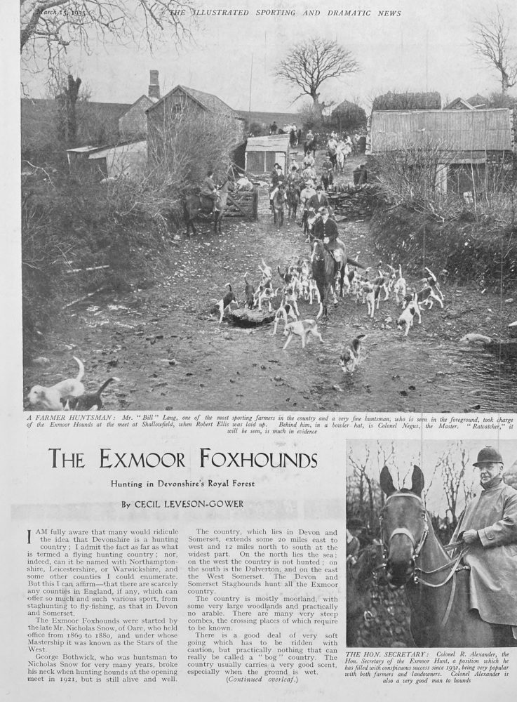 The Exmoor Foxhounds. : Hunting in Devonshire's Royal Forest.  1935.