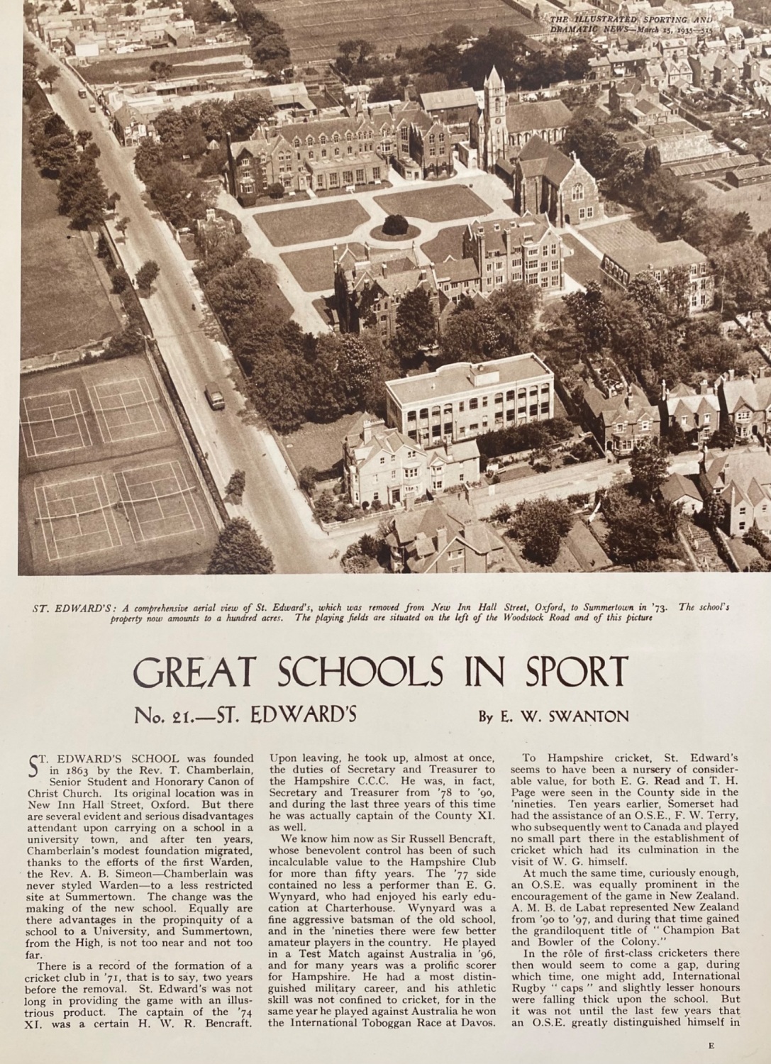 Great Schools in Sport.  No. 21.- St. Edward's.  1935.