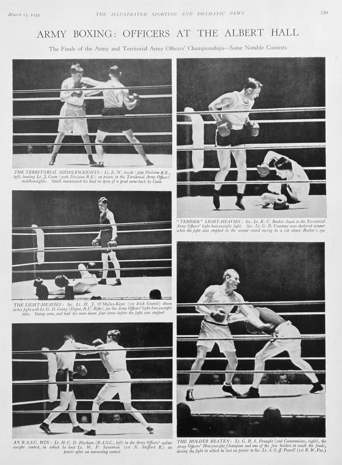 Army Boxing :  Officers at the Albert Hall.  1935.