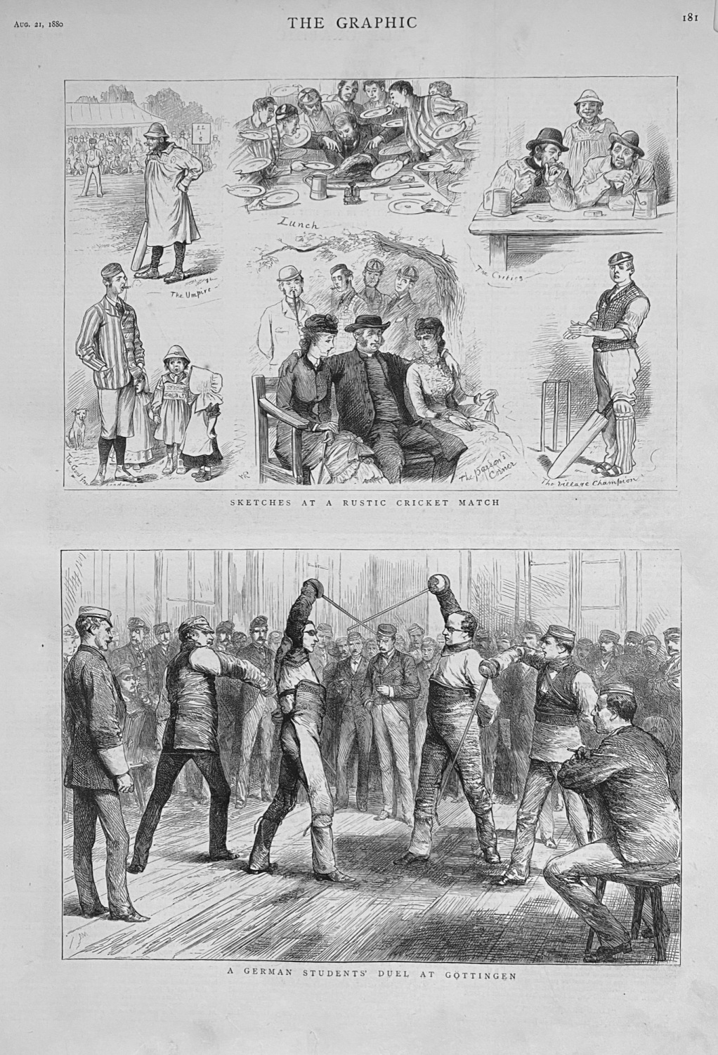 Sketches at a Rustic Cricket Match - 1880