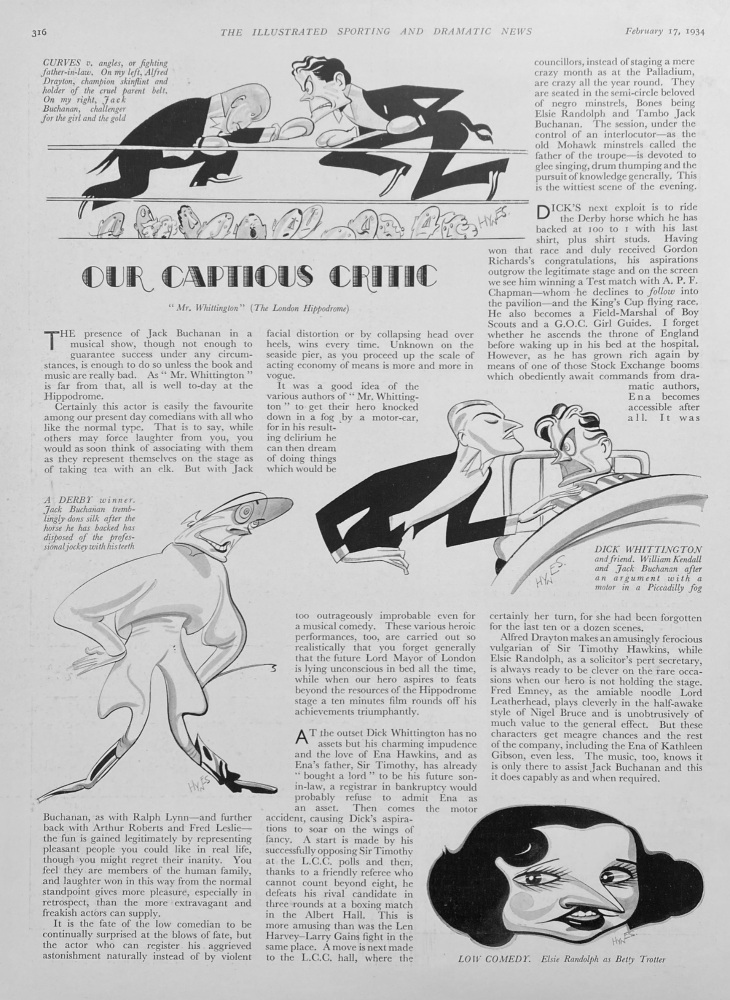Our Captious Critic.  "Mr.. Whittington"  (The London Hippodrome).  1934.