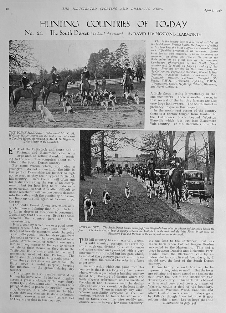 Hunting Countries of To-day,  No. 21. The South Dorset,  1936.