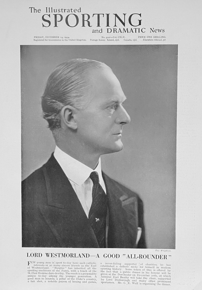 Lord Westmorland.  1934.