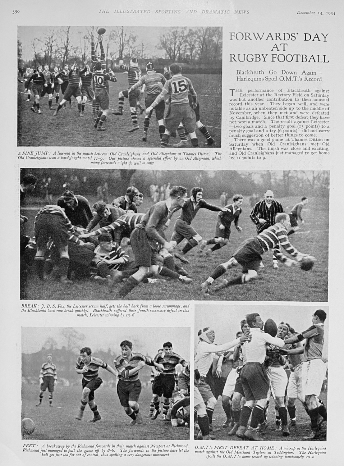Forward's Day at Rugby Football.  1934